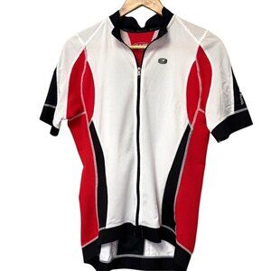 Sugoi Biking Cycling Top RS Jersey Full Zip Womens XL White Red Black EUC